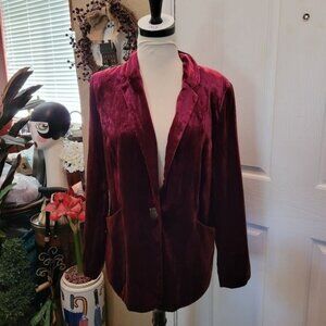 Women's Renaissance Jacket Velvet Chico's Size 0 Large Magenta Red Victorian